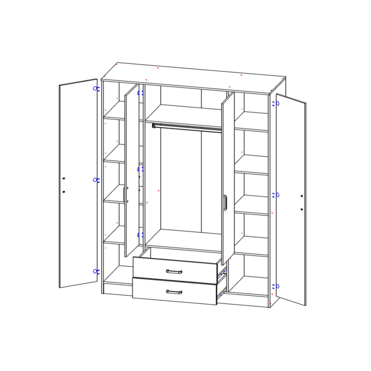 Skříň se zrcadlem 4d2s kašmír / bílá Kami (obrázek 4)