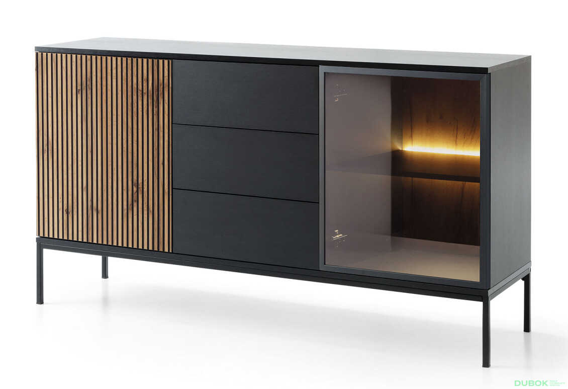 Komoda KSZ154 1 pkt Led Sento černý / dub wotan