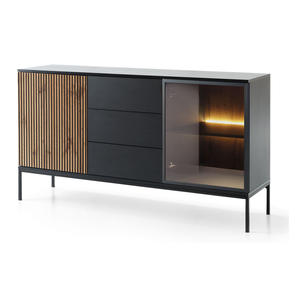 

Komoda KSZ154 1 pkt Led Sento černý / dub wotan
