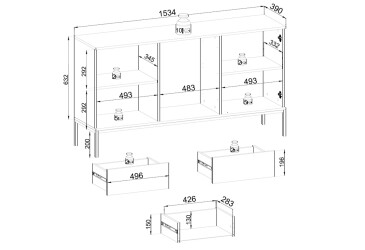 Komoda KSZ154 1 pkt Led Sento černý / dub wotan