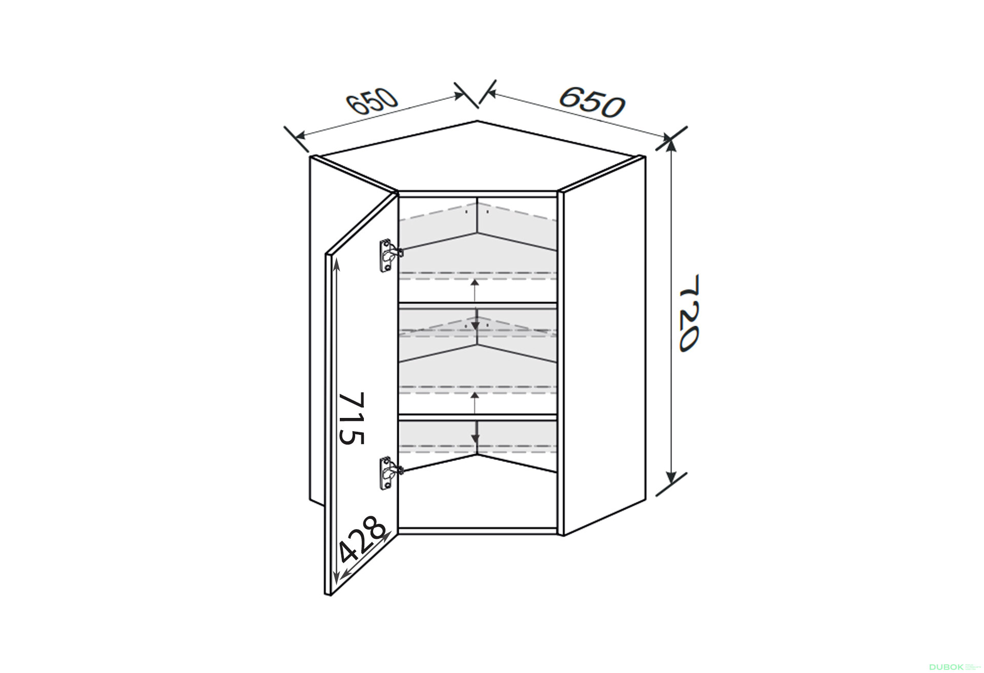 Fotografie 2 - Vrchní roh V 45°/720 (650x650) 1dveře Glory