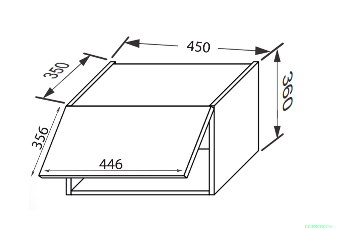 Vrchní 45V/360 1dveřový plynový zvedák Leo - Fotografie 2 Fotografie 2 - Vrchní 45V/360 1dveřový plynový zvedák Leo