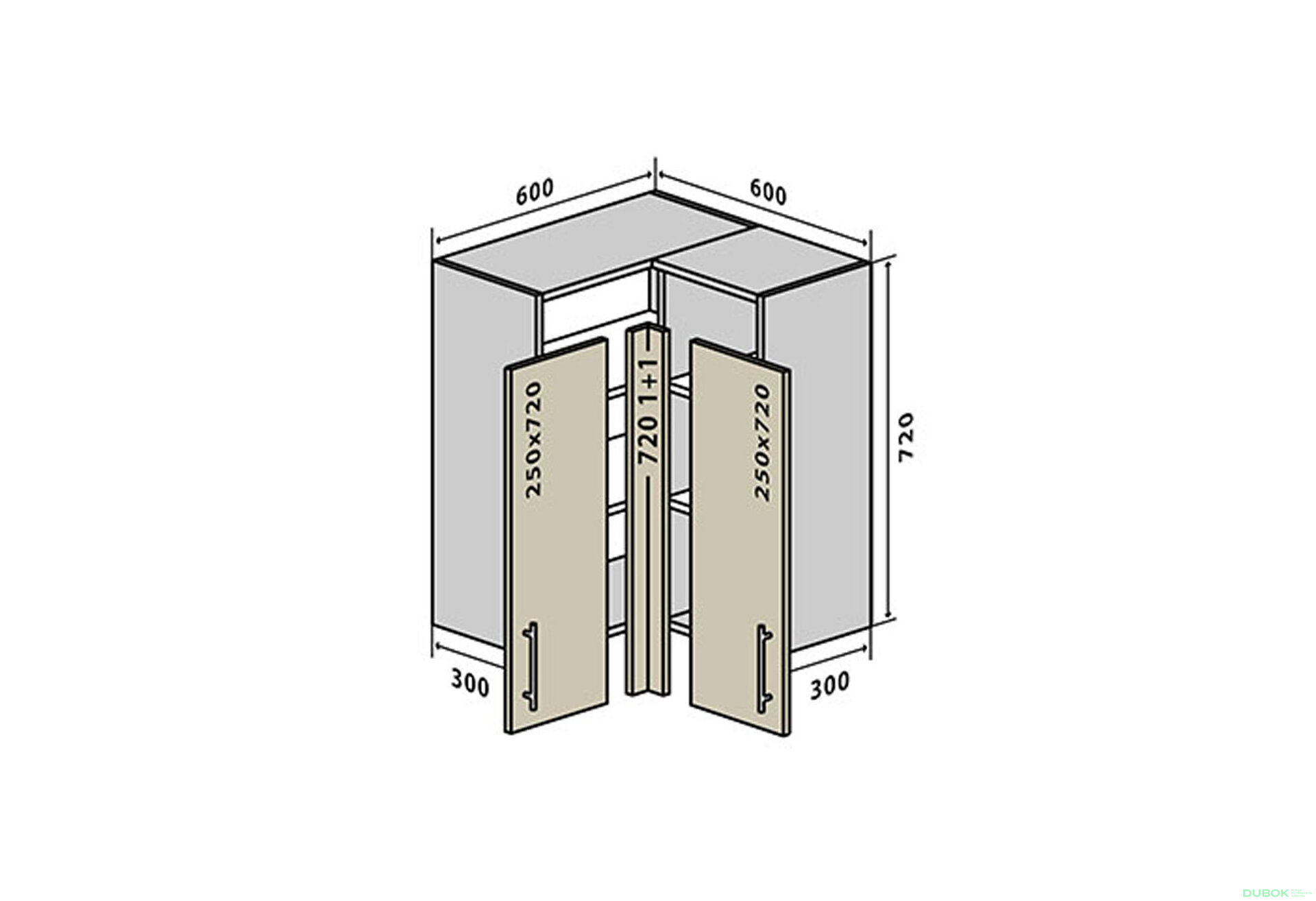 Fotografie 1 - V18 Rohová Skříňka 60x60 Sonata Luxe
