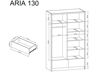 Skříň Aria I 130 bílý / bílý lesk
