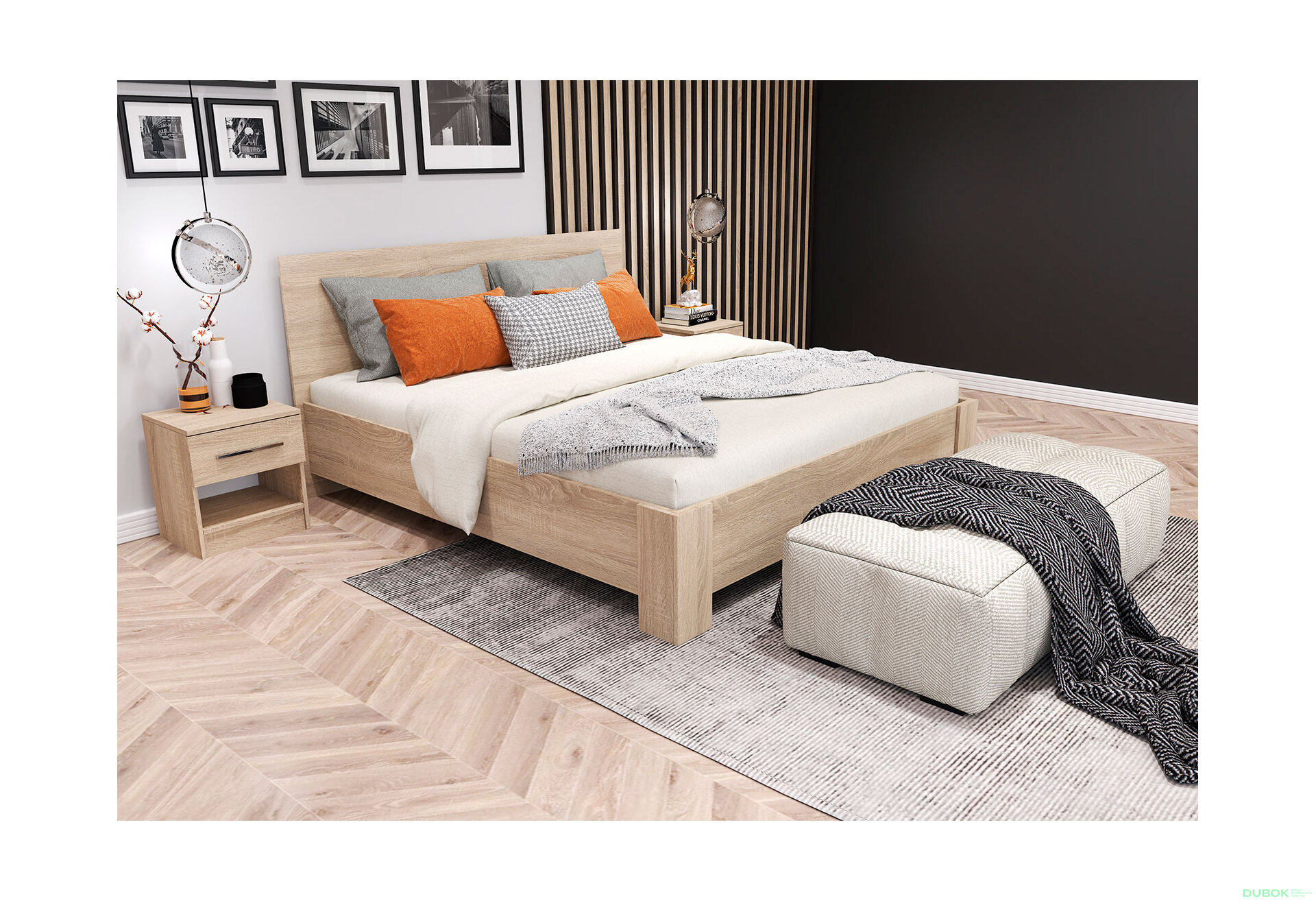 Fotografie 2 - Postel Mediolan 160x200 dub sonoma Idczak meble