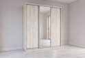 Fotografie 1 - Skříň s posuvnými dveřmi 2200x2000x600 2LTD 1 Zrcadlo Artwood světlý, profil stříbrný