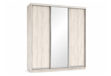 Skříň s posuvnými dveřmi 2000x2200x600 2LTD 1 Zrcadlo Artwood světlý, profil stříbrný