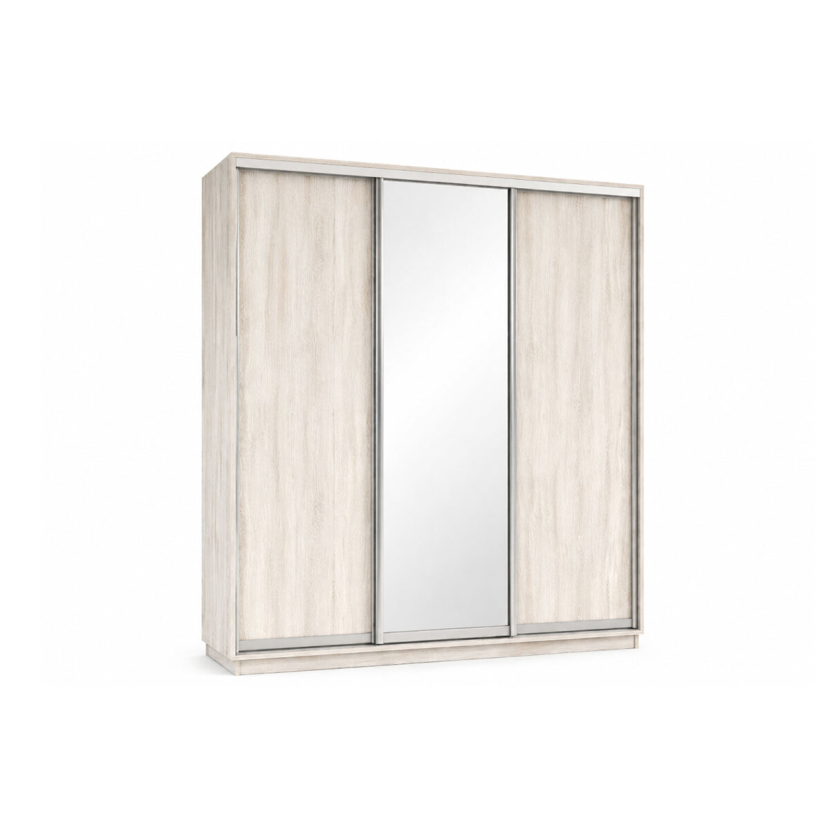 Skříň s posuvnými dveřmi 2000x2200x600 2LTD 1 Zrcadlo Artwood světlý, profil stříbrný