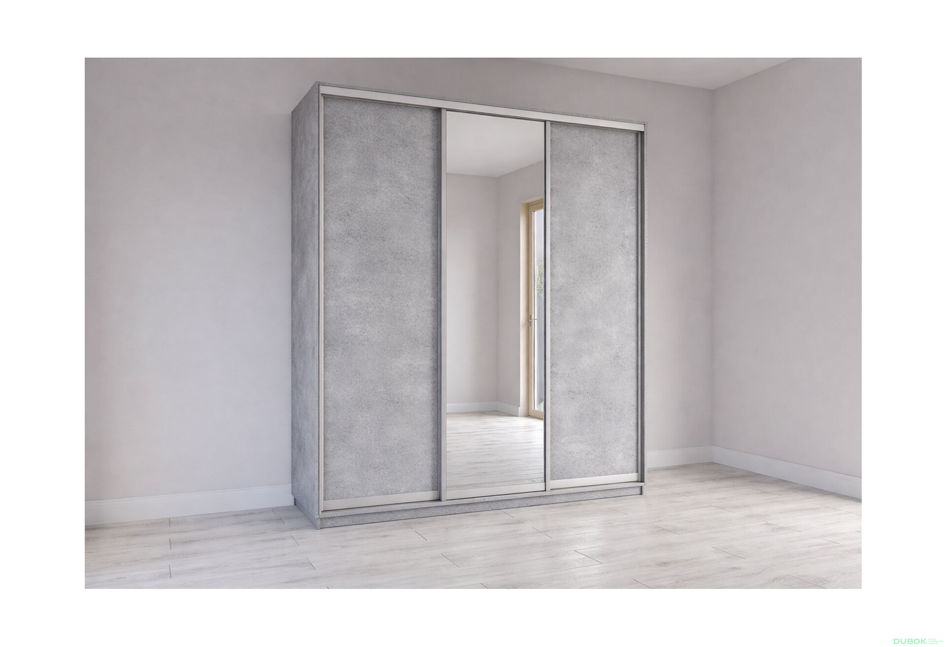 Fotografie 1 - Skříň s posuvnými dveřmi 2200x2000x600 2LTD 1 Zrcadlo Industrial, profil stříbrný