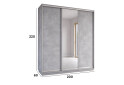 Fotografie 2 - Skříň s posuvnými dveřmi 2200x2000x600 2LTD 1 Zrcadlo Industrial, profil stříbrný