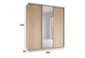 Fotografie 2 - Skříň s posuvnými dveřmi 2200x2000x600 2LTD 1 Zrcadlo Dub Sonoma, profil stříbrný