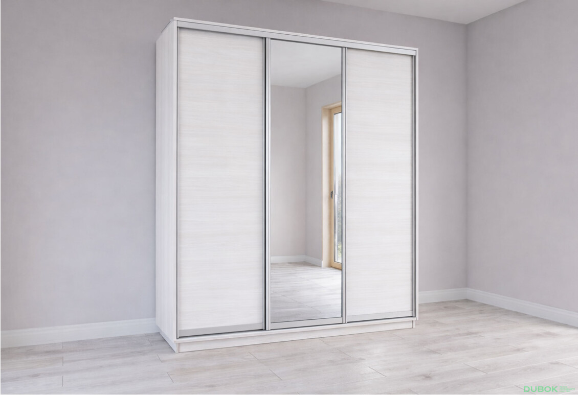 Skříň s posuvnými dveřmi 2200x2000x600 2LTD 1 Zrcadlo Nymphea Alba, profil stříbrný