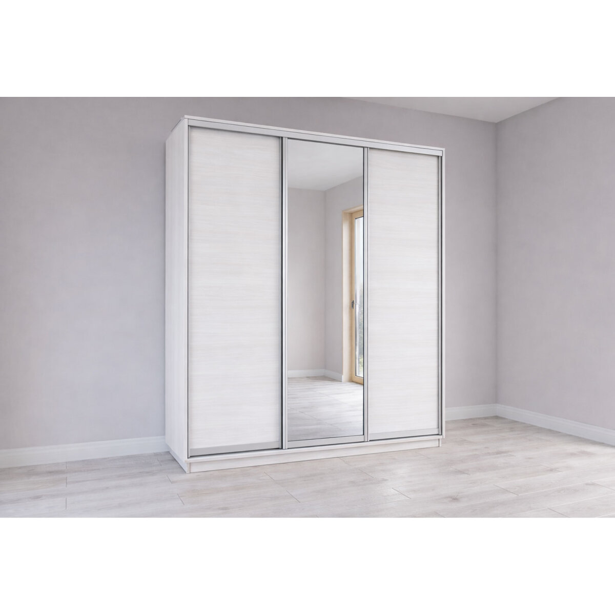 Skříň s posuvnými dveřmi 2000x2200x600 2LTD 1 Zrcadlo Nymphea Alba, profil stříbrný (obrázek 5)