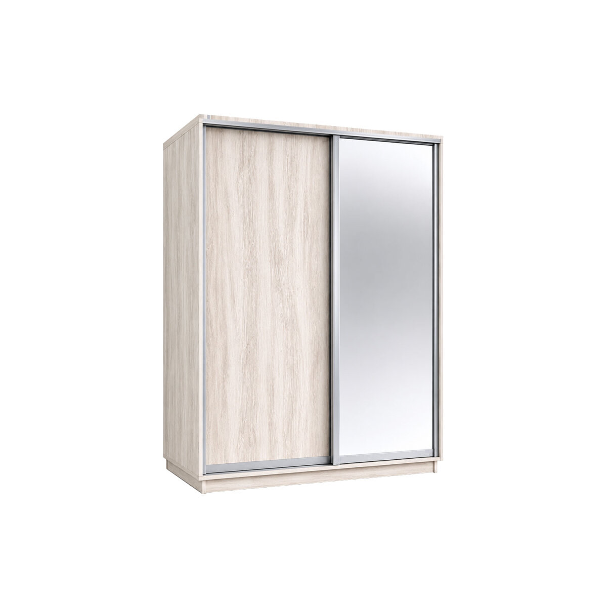 Skříň s posuvnými dveřmi 1800x2200x600 1LTD 1 Zrcadlo Artwood světlý, profil stříbrný