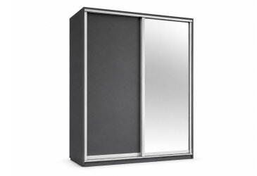 Skříň s posuvnými dveřmi 1800x2200x600 1LTD 1 Zrcadlo grafit šedý, profil stříbrný