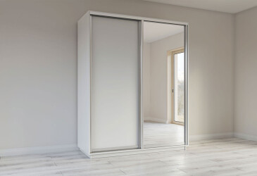 Skříň s posuvnými dveřmi 2200x1800x600 1LTD 1 Zrcadlo Nymphea Alba, profil stříbrný