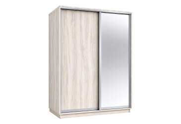 Skříň s posuvnými dveřmi 1800x2400x600 1LTD 1 Zrcadlo Artwood světlý, profil stříbrný
