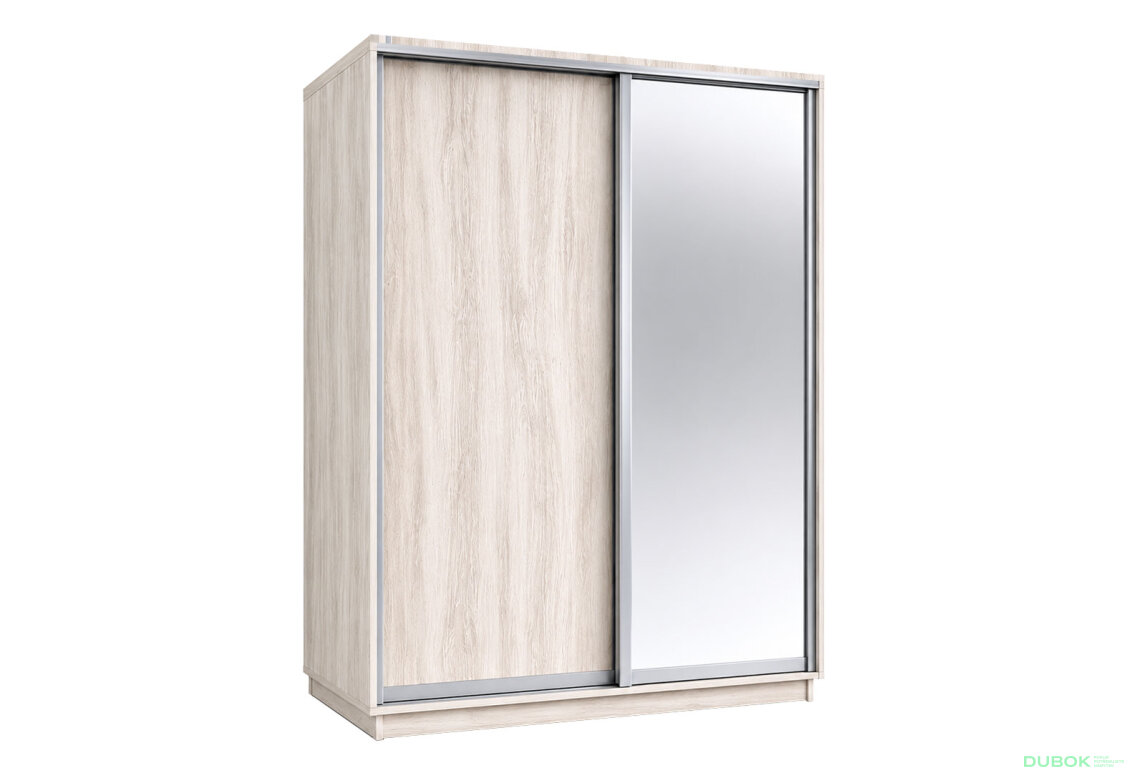 Skříň s posuvnými dveřmi 1800x2400x600 1LTD 1 Zrcadlo Artwood světlý, profil stříbrný