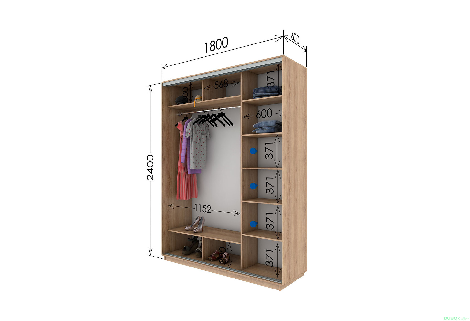 Fotografie 3 - Skříň s posuvnými dveřmi 2400x1800x600 1LTD 1 Zrcadlo grafit šedý, profil stříbrný