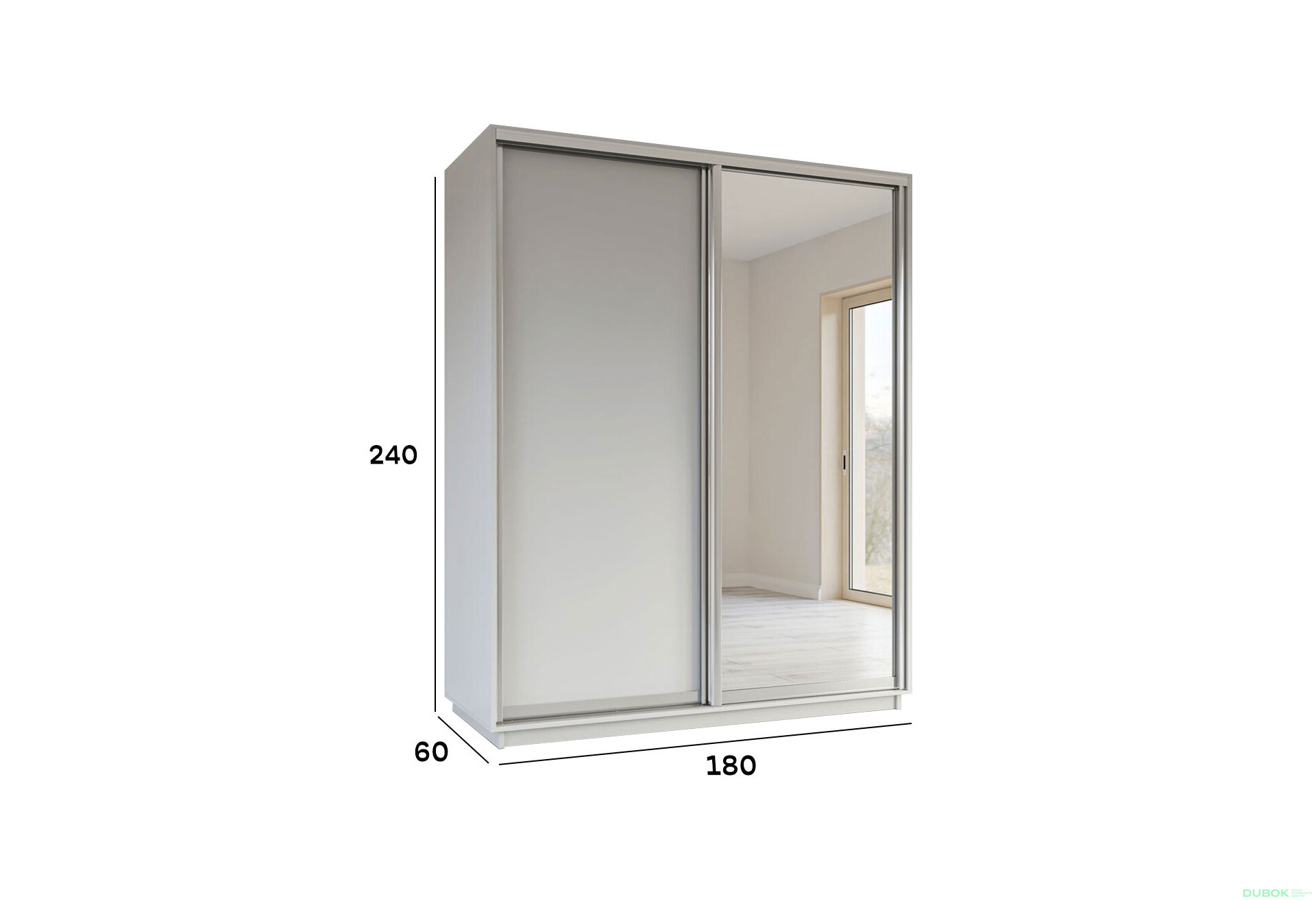 Fotografie 3 - Skříň s posuvnými dveřmi 2400x1800x600 1LTD 1 Zrcadlo Nymphea Alba, profil stříbrný