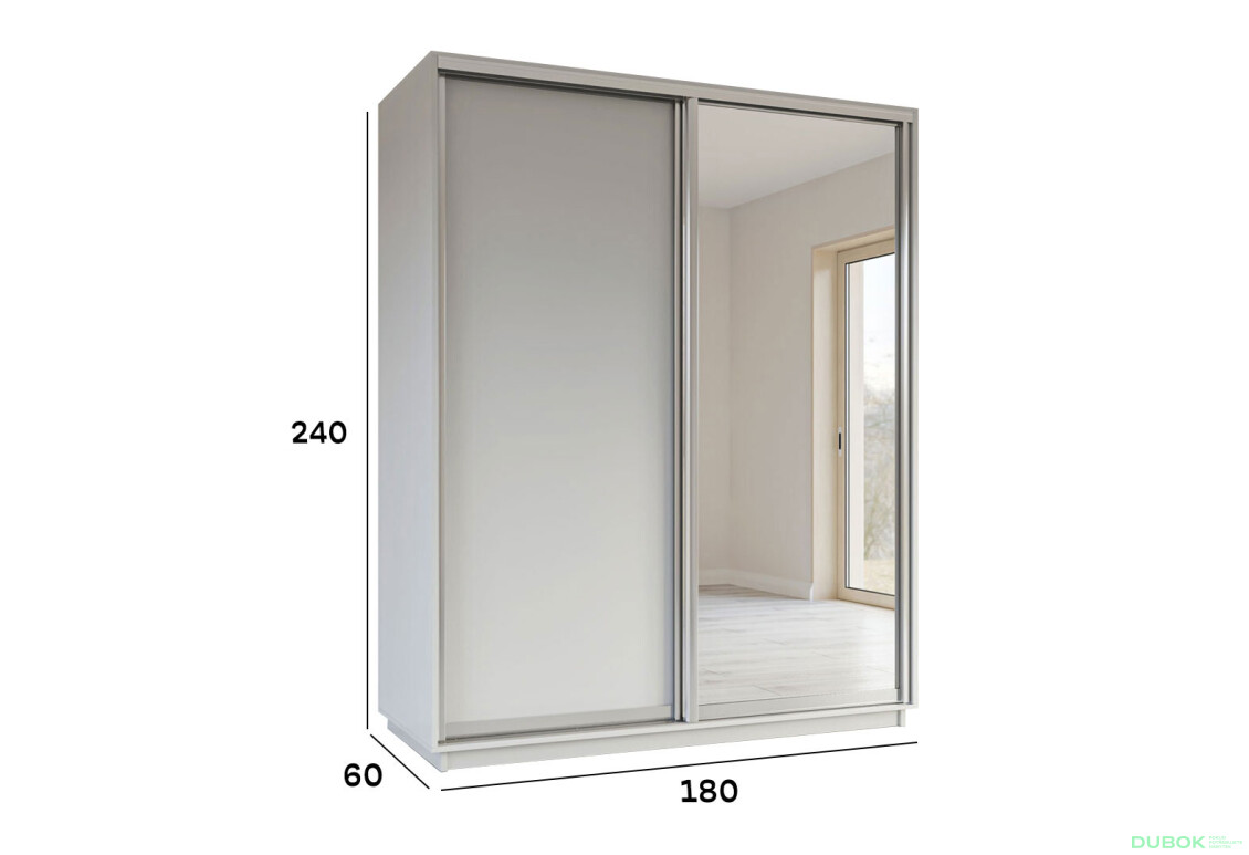 Fotografie 3 - Skříň s posuvnými dveřmi 2400x1800x600 1LTD 1 Zrcadlo Nymphea Alba, profil stříbrný