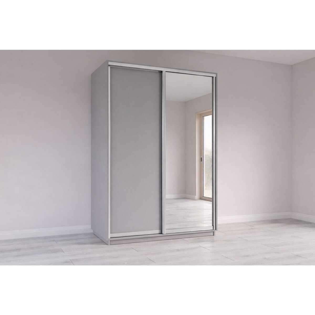 Skříň s posuvnými dveřmi 1500x2400x600 1LTD 1 Zrcadlo myší šedá, profil stříbrný (obrázek 5)