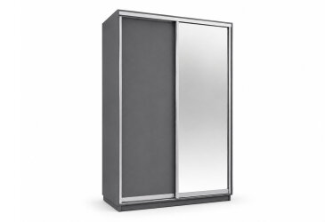 Skříň s posuvnými dveřmi 1500x2400x600 1LTD 1 Zrcadlo grafit šedý, profil stříbrný