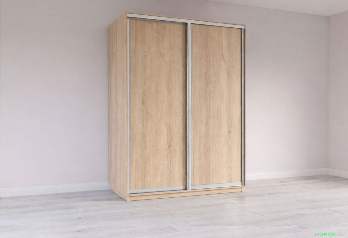 Skříň s posuvnými dveřmi 2200x1500x600 2LTD Dub Sonoma, profil stříbrnýSkriňa s posuvnými dverami 2200x1500x600 2DTD Dub Sonoma, profil strieborný