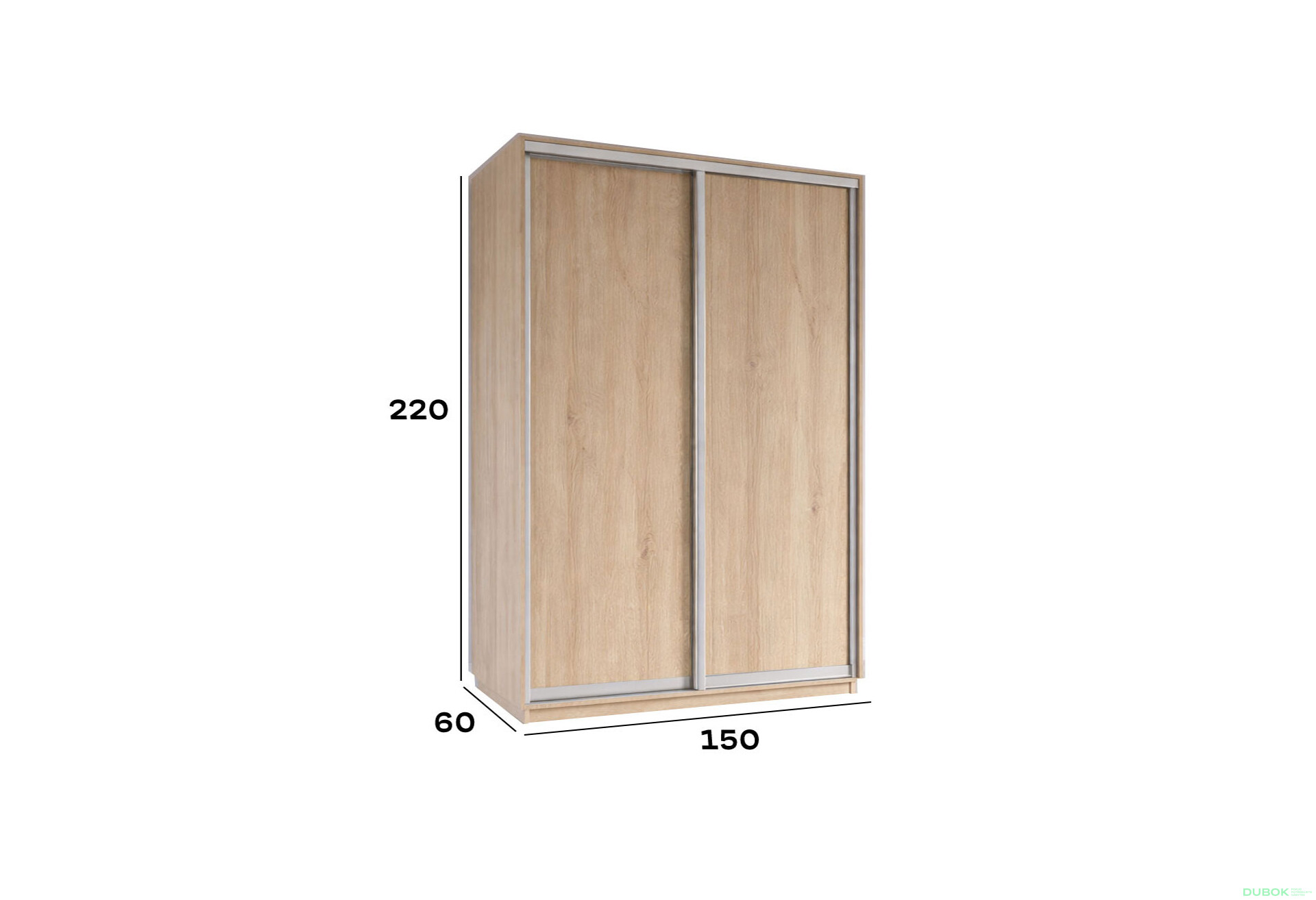Fotografie 2 - Skříň s posuvnými dveřmi 2200x1500x600 2LTD Dub Sonoma, profil stříbrnýSkriňa s posuvnými dverami 2200x1500x600 2DTD Dub Sonoma, profil strieborný