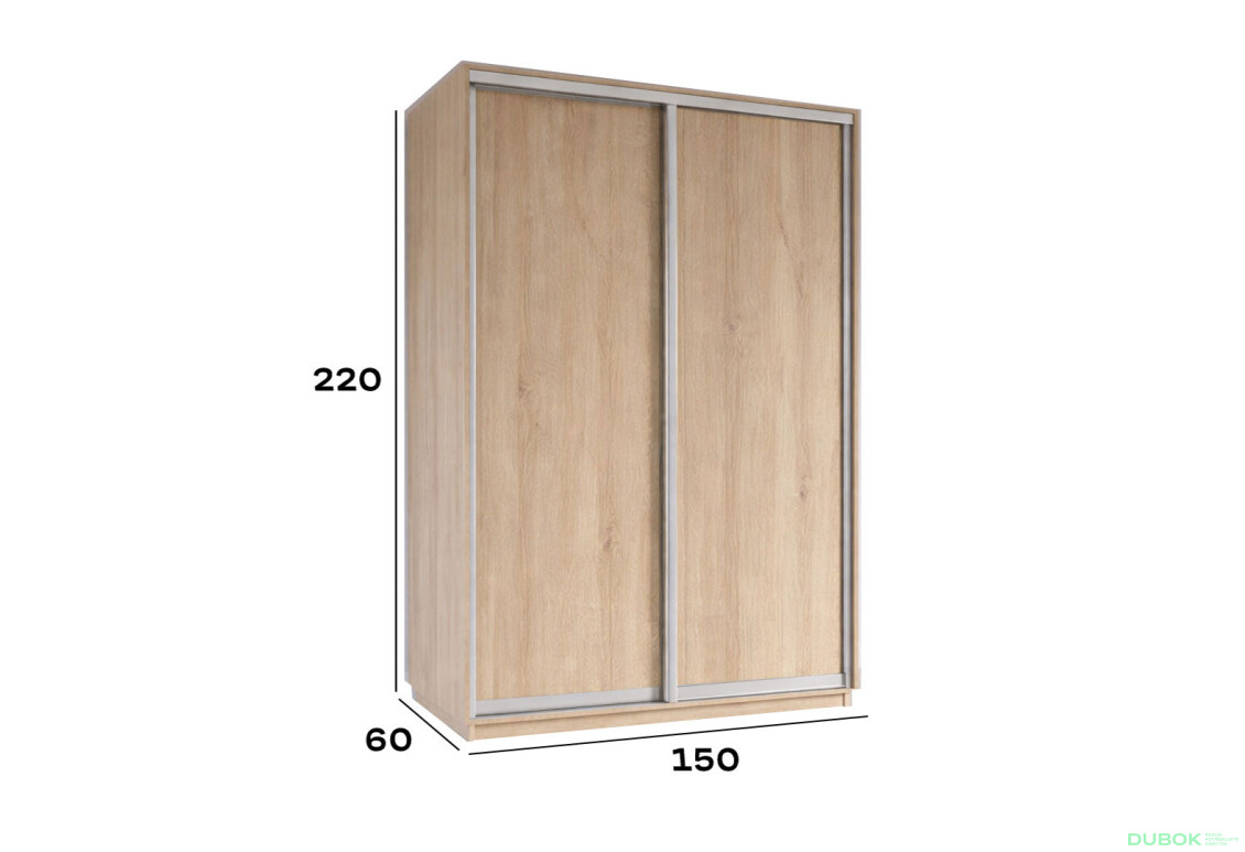 Fotografie 2 - Skříň s posuvnými dveřmi 2200x1500x600 2LTD Dub Sonoma, profil stříbrnýSkriňa s posuvnými dverami 2200x1500x600 2DTD Dub Sonoma, profil strieborný