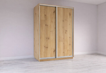 Skříň s posuvnými dveřmi 2200x1500x600 2LTD Dub Artisan, profil stříbrný