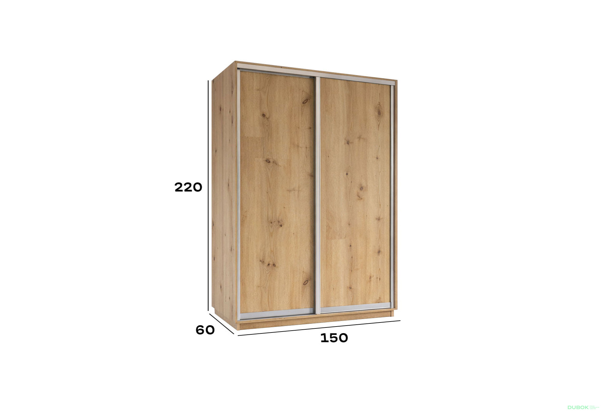 Fotografie 2 - Skříň s posuvnými dveřmi 2200x1500x600 2LTD Dub Artisan, profil stříbrný