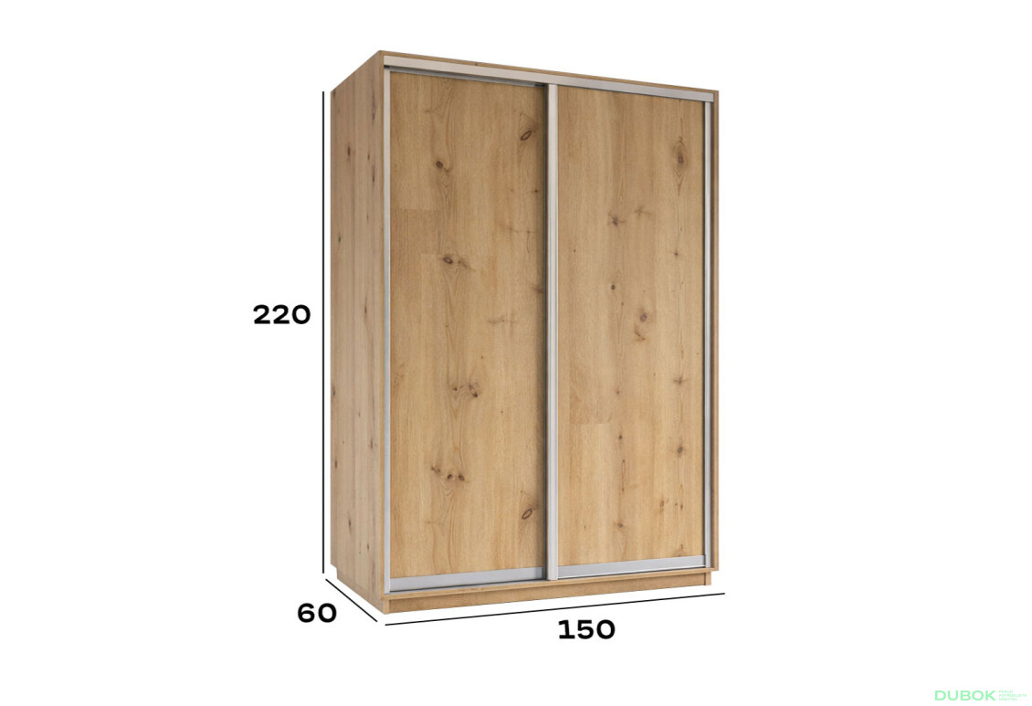 Fotografie 2 - Skříň s posuvnými dveřmi 2200x1500x600 2LTD Dub Artisan, profil stříbrný