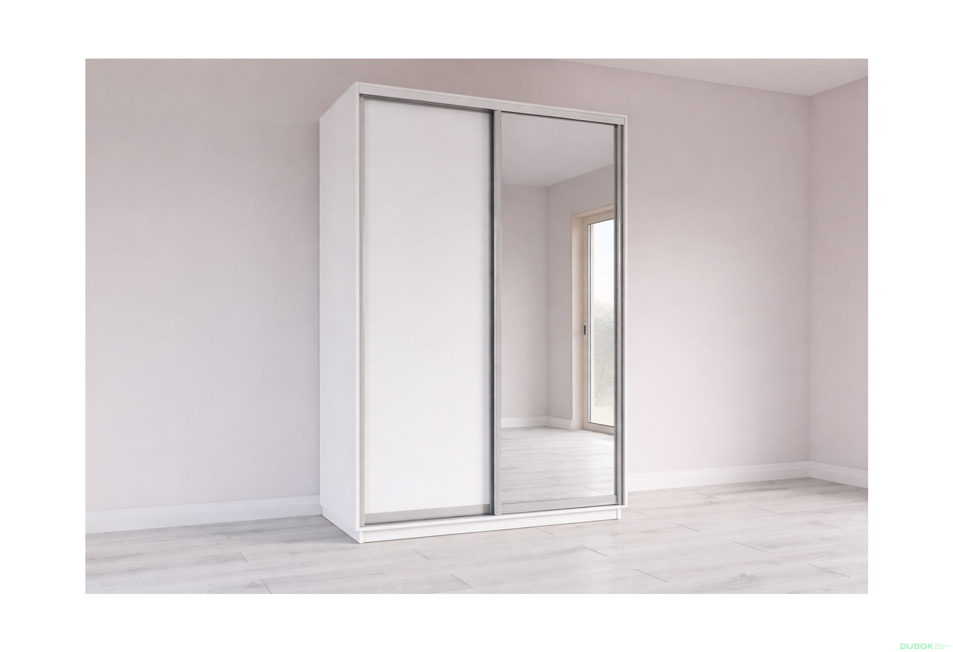 Fotografie 1 - Skříň s posuvnými dveřmi 2200x1500x600 1LTD 1 Zrcadlo Nymphea Alba, profil stříbrný