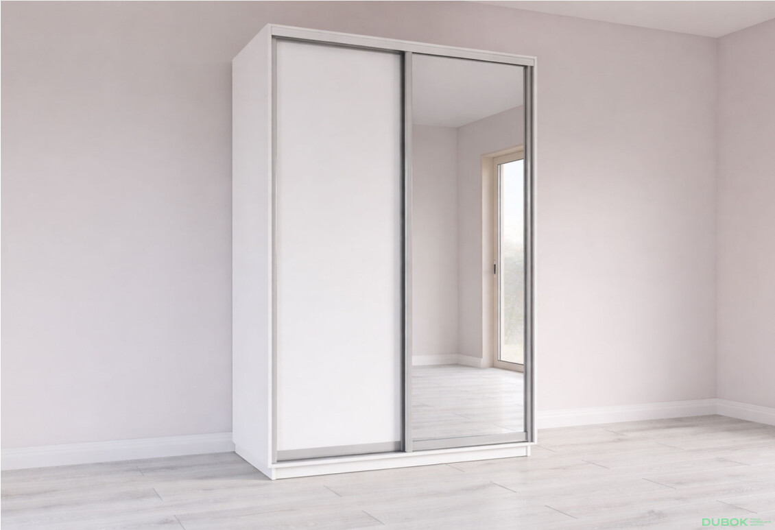 Skříň s posuvnými dveřmi 2200x1500x600 1LTD 1 Zrcadlo Nymphea Alba, profil stříbrný