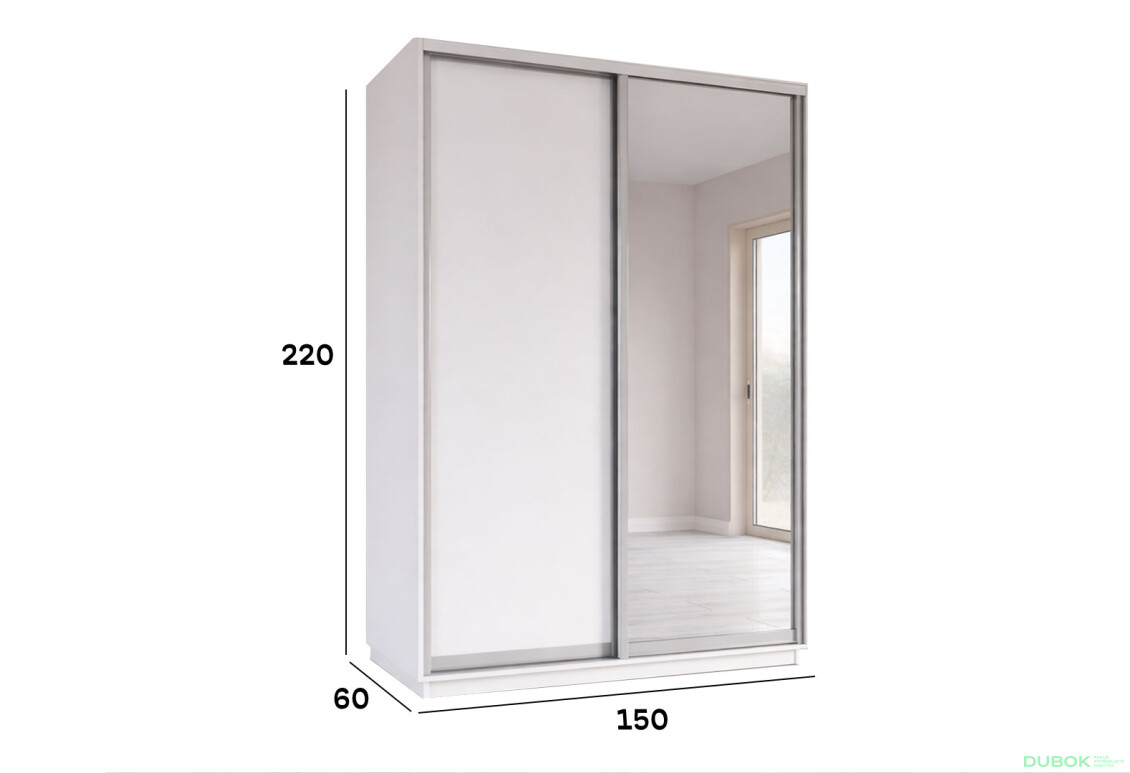 Fotografie 2 - Skříň s posuvnými dveřmi 2200x1500x600 1LTD 1 Zrcadlo Nymphea Alba, profil stříbrný