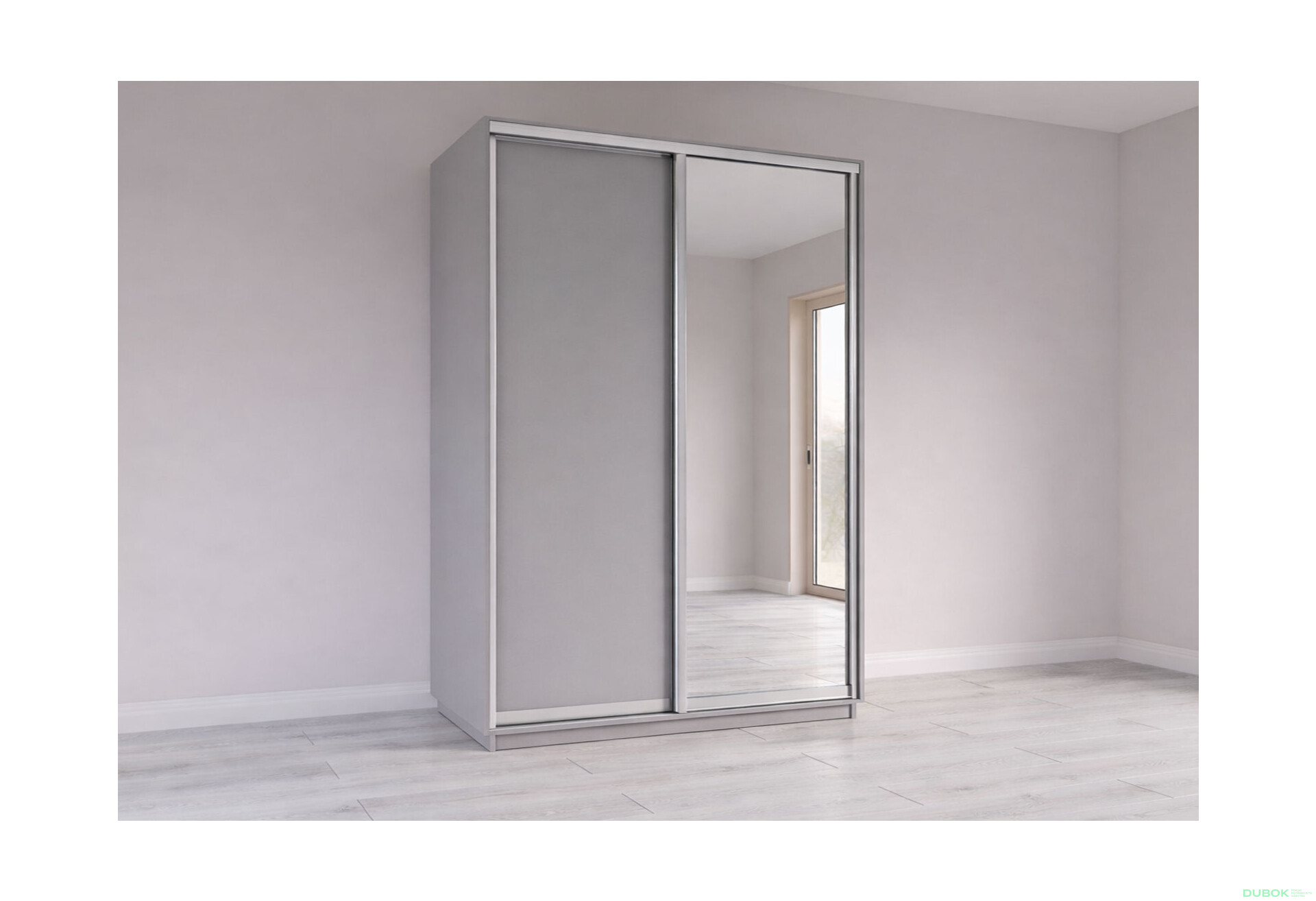 Fotografie 1 - Skříň s posuvnými dveřmi 2200x1500x600 1LTD 1 Zrcadlo myší šedá, profil stříbrný