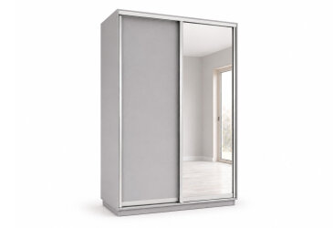 Skříň s posuvnými dveřmi 1500x2200x600 1LTD 1 Zrcadlo myší šedá, profil stříbrný