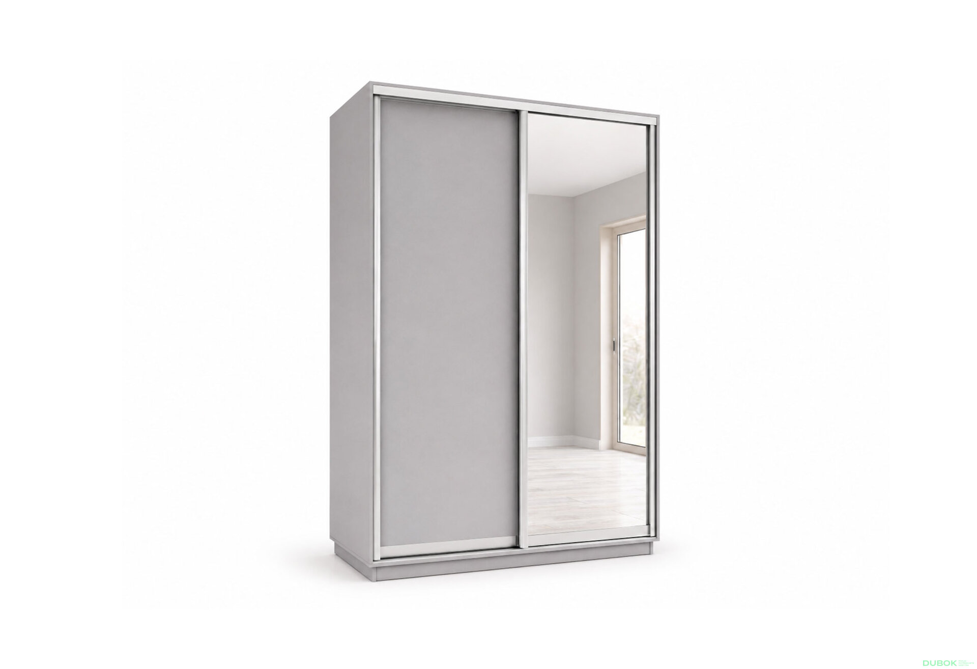 Obrázek 1 - Skříň s posuvnými dveřmi 1500x2200x600 1LTD 1 Zrcadlo myší šedá, profil stříbrný