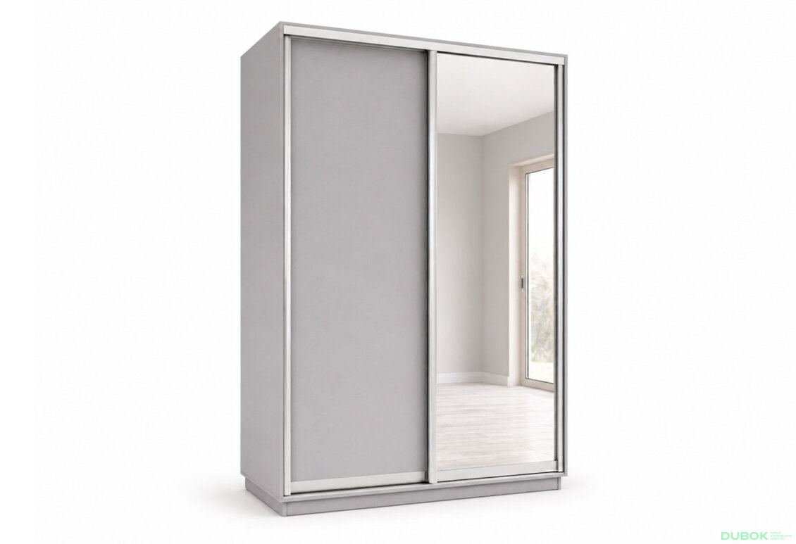 Skříň s posuvnými dveřmi 1500x2200x600 1LTD 1 Zrcadlo myší šedá, profil stříbrný