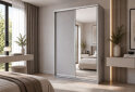 Obrázek 3 - Skříň s posuvnými dveřmi 1500x2200x600 1LTD 1 Zrcadlo myší šedá, profil stříbrný