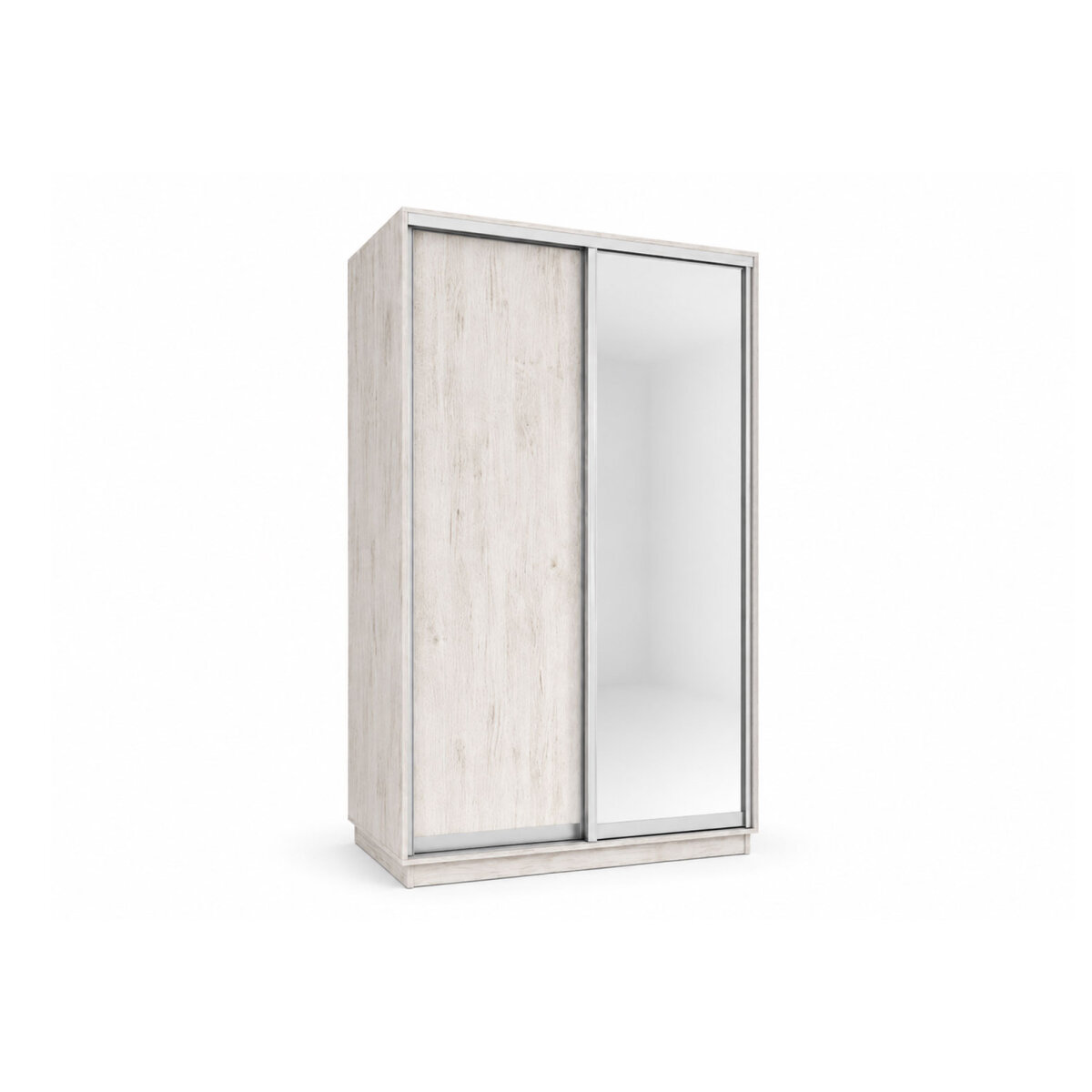 Skříně s posuvnými dveřmi 1400x2200x600 1LTD 1 Zrcadlo Dub Craft bílý, profil stříbrný