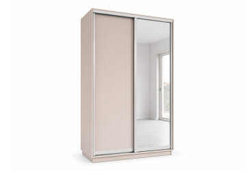 Skříň s posuvnými dveřmi 1400x2200x600 1LTD 1 Zrcadlo Kašmír, profil stříbrný