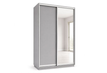 Skříň s posuvnými dveřmi 1400x2200x600 1LTD 1 Zrcadlo myší šedá, profil stříbrný