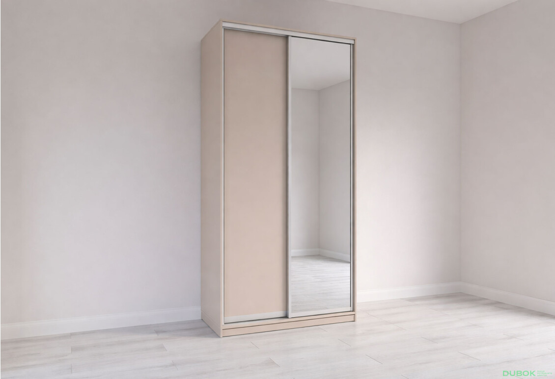 Skříň s posuvnými dveřmi 2200x1200x600 1LTD 1 Zrcadlo Kašmír, profil stříbrný