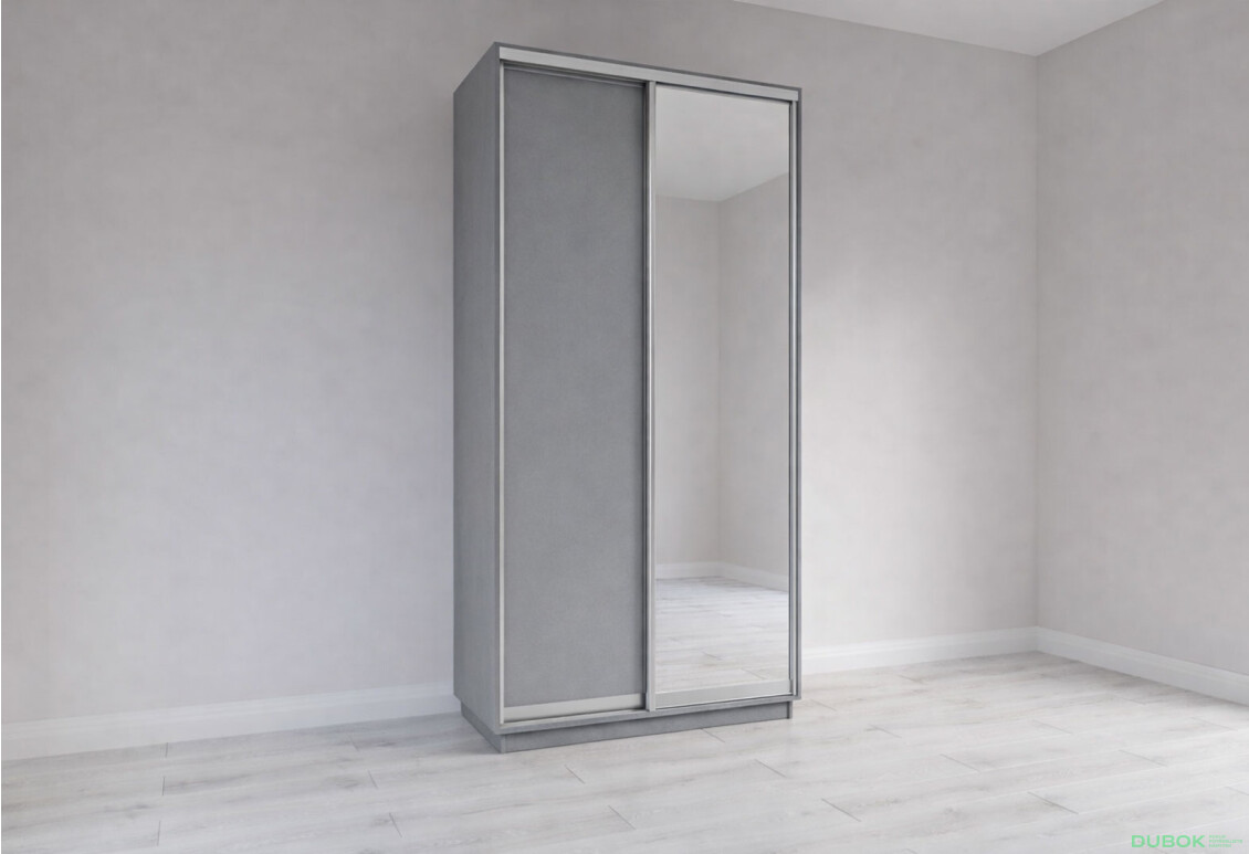 Skříň s posuvnými dveřmi 2200x1200x600 1LTD 1 Zrcadlo šedá myška, profil stříbrný