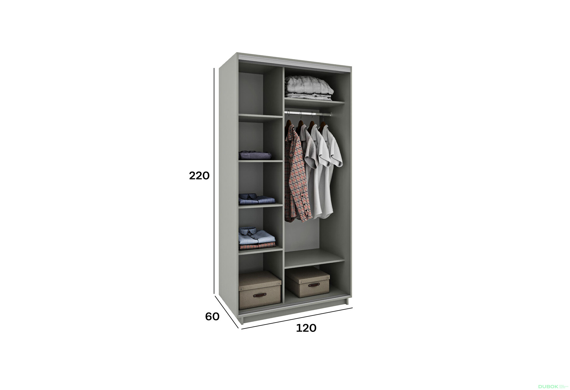 Fotografie 2 - Skříň s posuvnými dveřmi 2200x1200x600 1LTD 1 Zrcadlo šedá myška, profil stříbrný