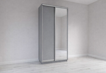 Skříň s posuvnými dveřmi 2400x1200x600 1LTD 1 Zrcadlo myší šedá, profil stříbrný