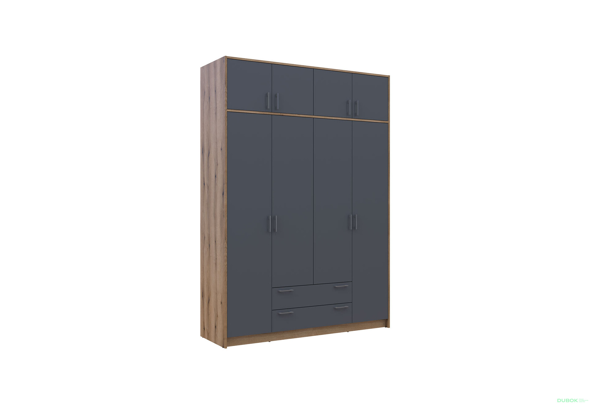 Skříň Rondi 4 z dřevotřísky s horním úložným prostorem artisan dub / grafit 160x52x236 cm - Fotografie 4 Fotografie 4 - Skříň Rondi 4 z dřevotřísky s horním úložným prostorem artisan dub / grafit 160x52x236 cm