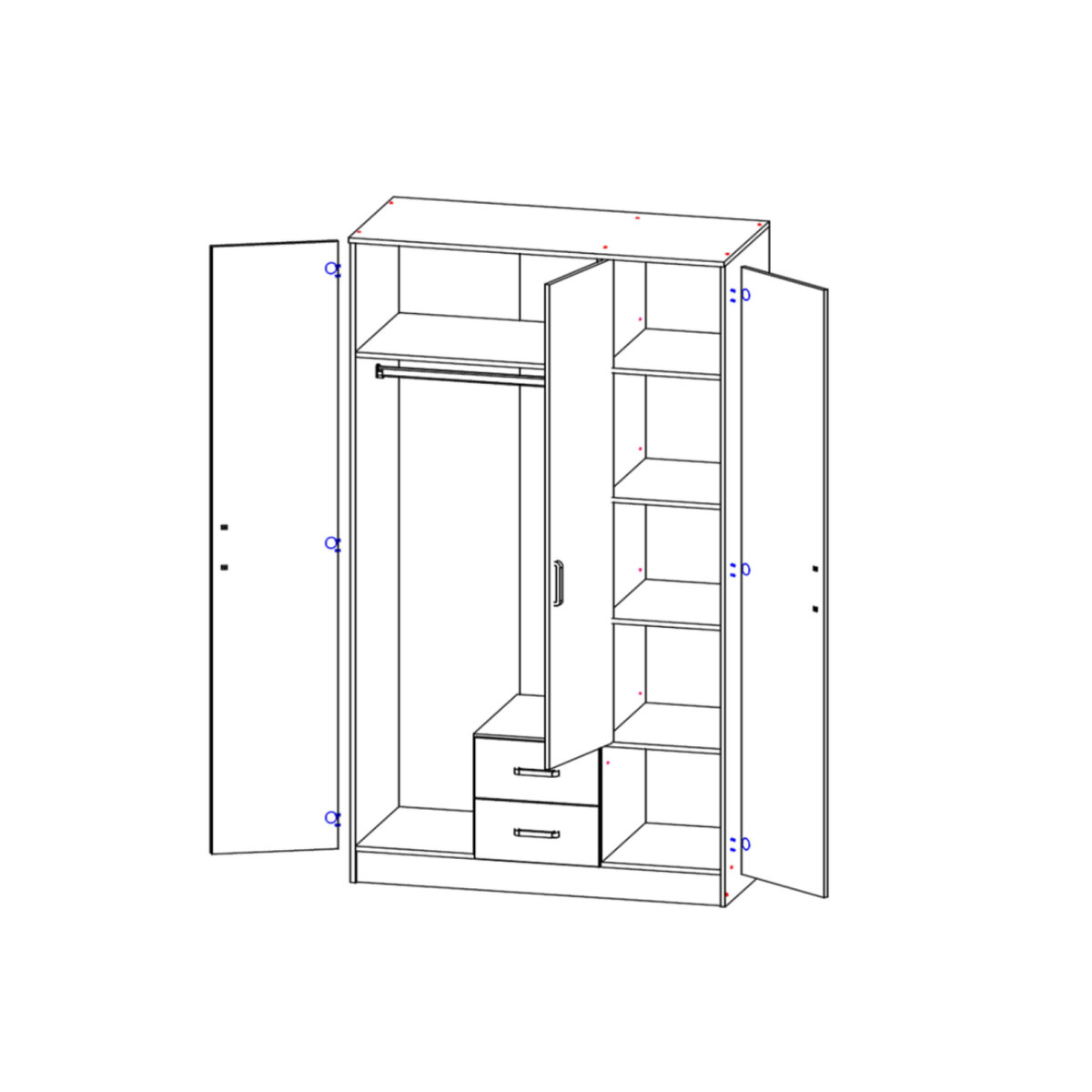 Skříň se zrcadlem 3d2s Rama bílá Kami (obrázek 3)